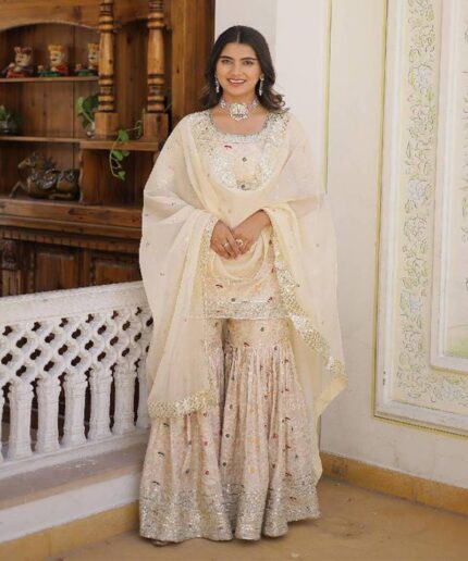 Ethereal off white art silk
