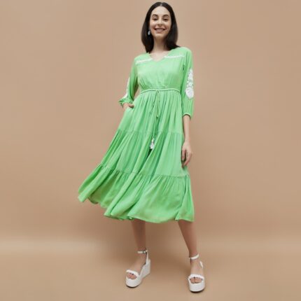 COLOUR ME Embroidered Tiered Dress