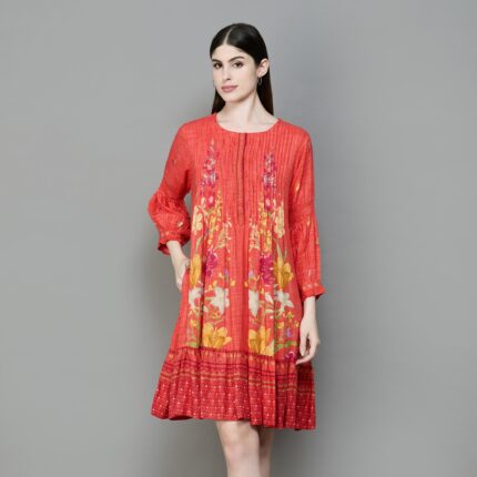 BIBA Printed Tiered Dress