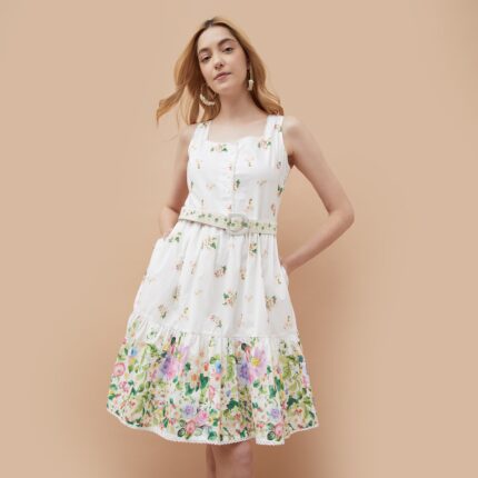 COLOUR ME Floral Print A-Line Dress
