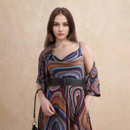 RAREISM Abstract Print Asymmetric Dress
