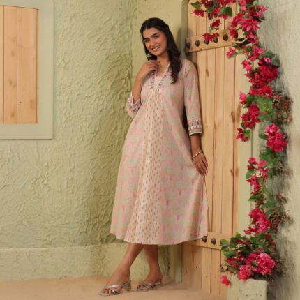 SPAN Printed A-Line Ethnic Dress