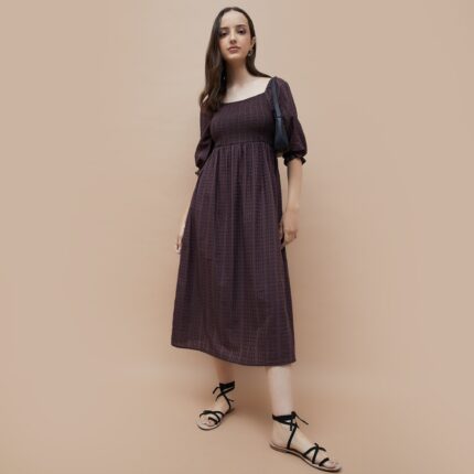 FAME FOREVER Woven Design A-Line Dress