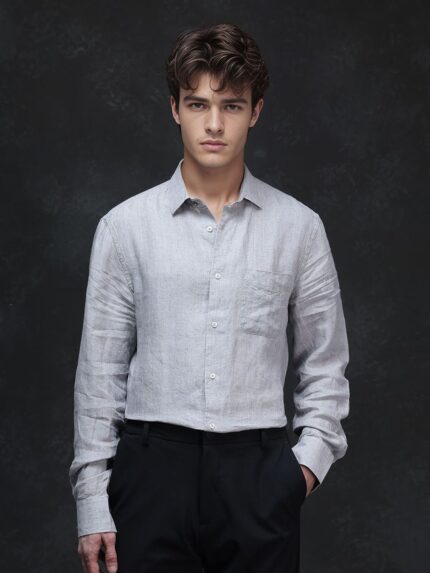 Men Solid Linen Formal Shirt