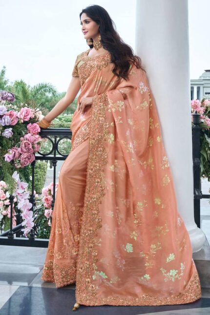 Salmon pure tissue silk heavy